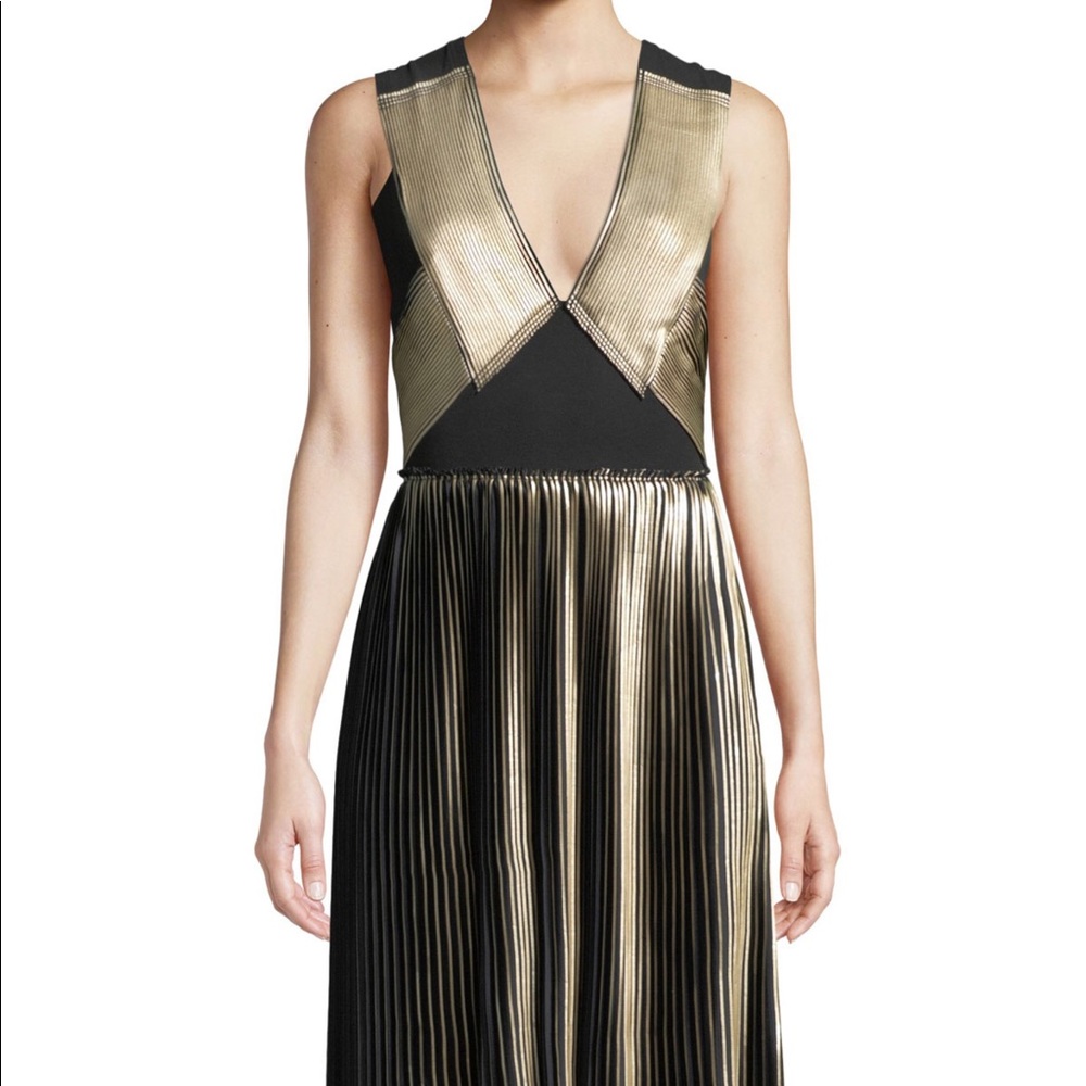 Foil pleated midi